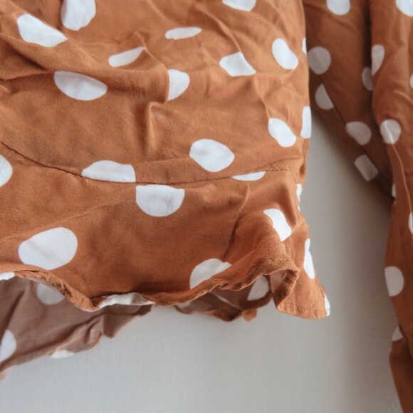 FOR LOVE & LEMONS Isabella Cropped Blouse in Mustard Polka Dot - Size XS - Picture 4 of 16